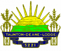 Lodge emblem with a rising un