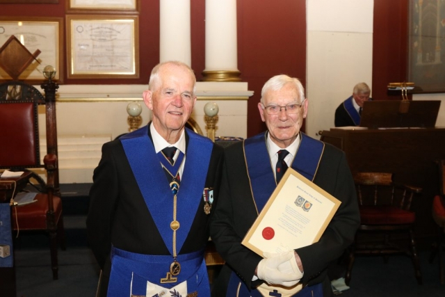 VW Bro Ray Guthrie with 60 yr recipient W Bro Terry Price
